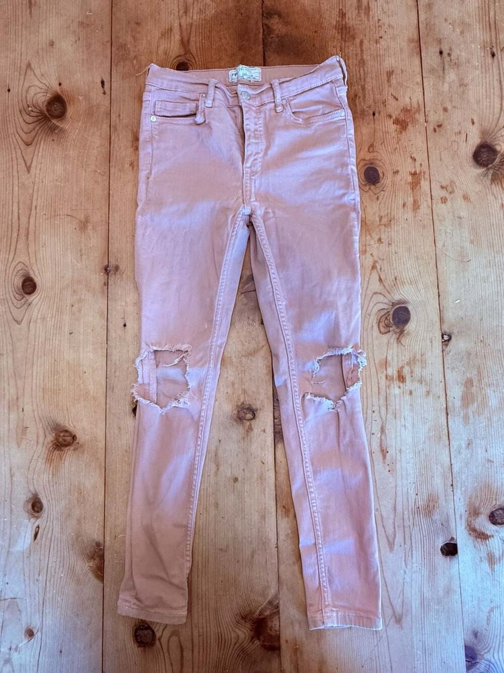 Free People Pink Distressed Skinny Jeans Size 26